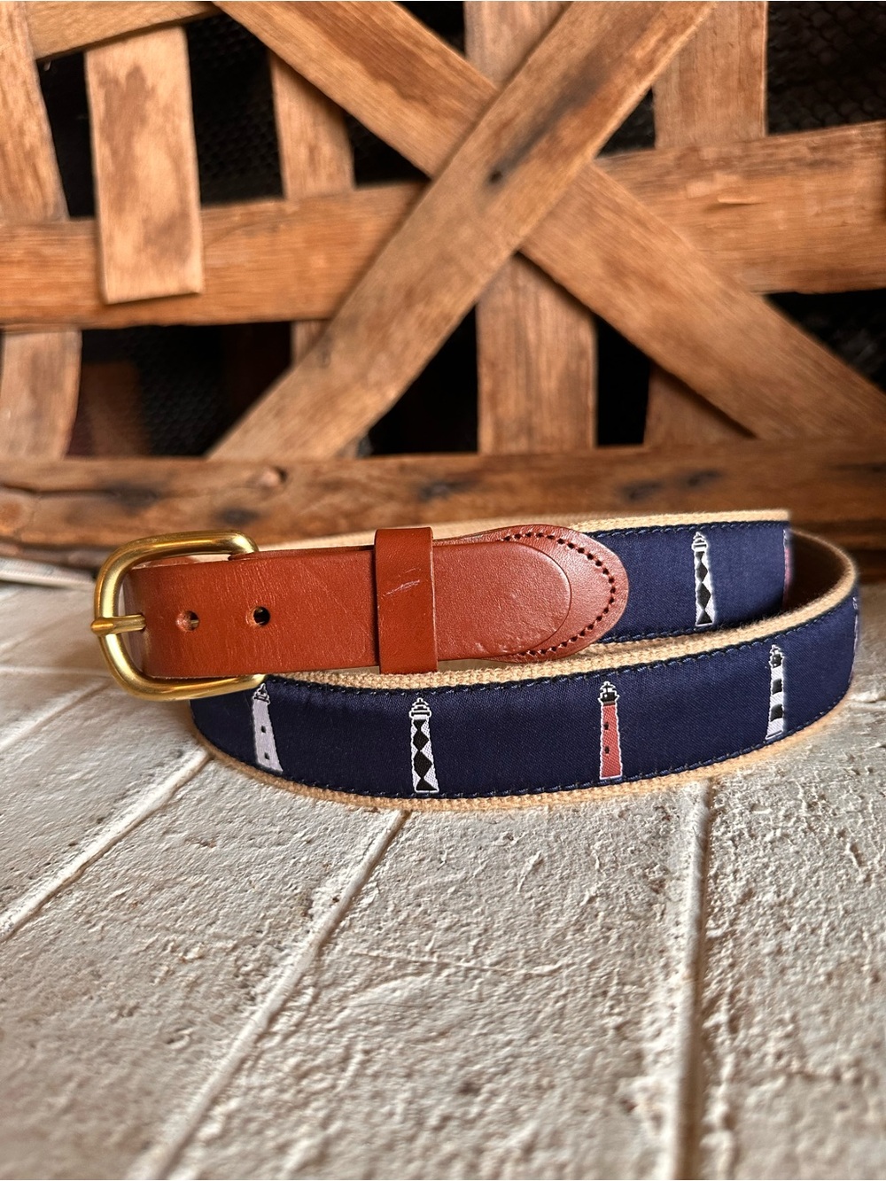 Men’s Leather Man belt size 40 lighthouses